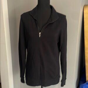 Izod Black Fitted Long Sleeve Quarter Zip Polo